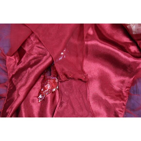 Vtg Victorias Secret Satin Teddy Nightie High Leg Sheer Flounce S Snap Crotch - Picture 7 of 10